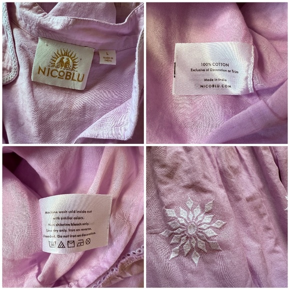 SOLD NICOBLU JACARANDA MAXI DRESS TIERED EMBROIDERED PRAIRIECORE COTTAGECORE L - Picture 12 of 12